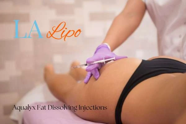 Woman having fat dissolving injections Malvern Wells on thighs