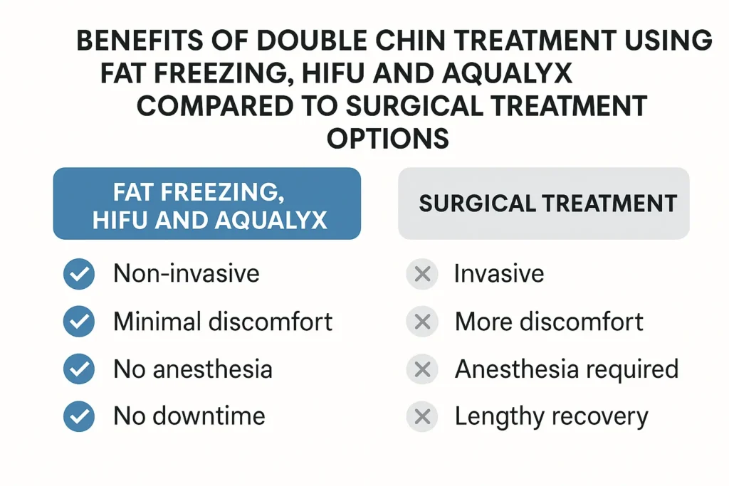 Graphic about the benefits of double chin treatment Malvern Wells - from LA LIPO