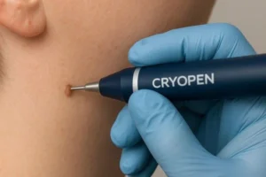 Person receiving skin tag removal Malvern Wells